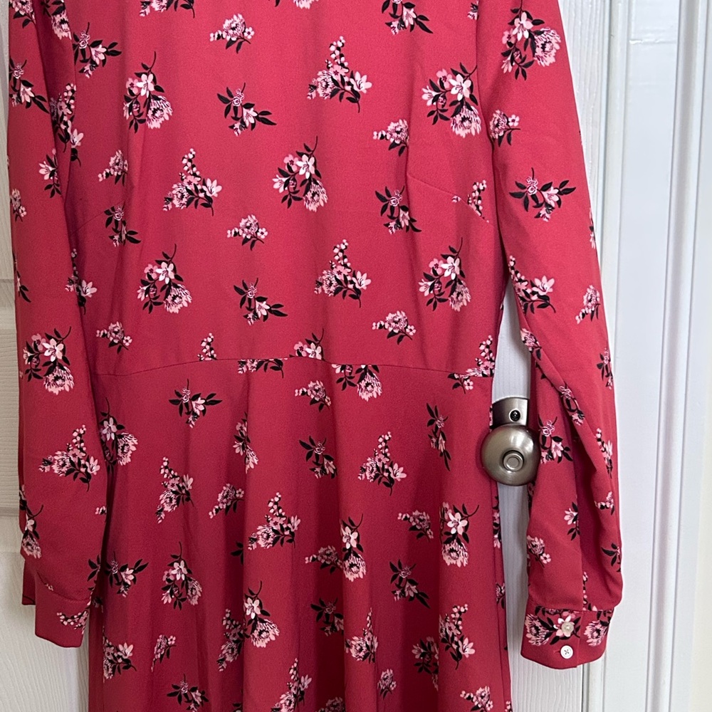 LOFT Rose Floral Long Sleeve Dress